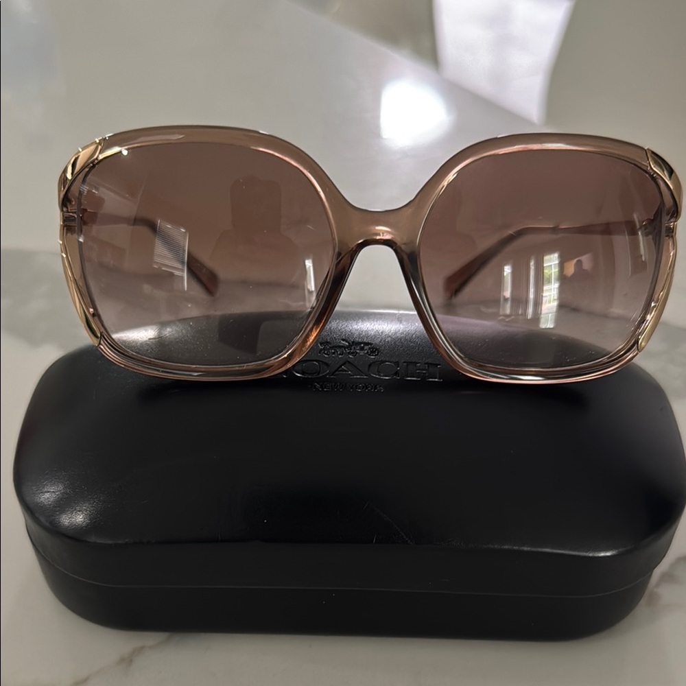 Coach Brown Oversized Sunglasses with Gradient Lenses